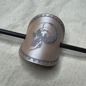 Stick barrette pearl skull handcrafted leather hair accessory